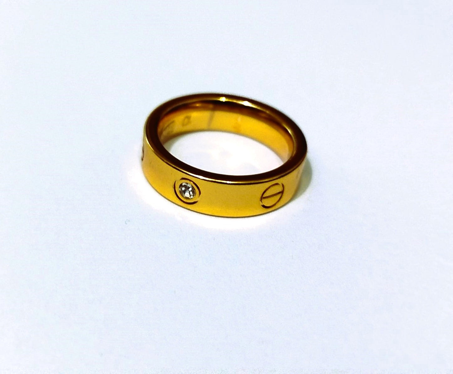 Golden Stainless Steel Ring with Crystal Stones | Mazia