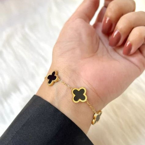 Clover Bracelet Stainless Steel Adjustable for Girls & Women – Elegant Jewelry by Mazia