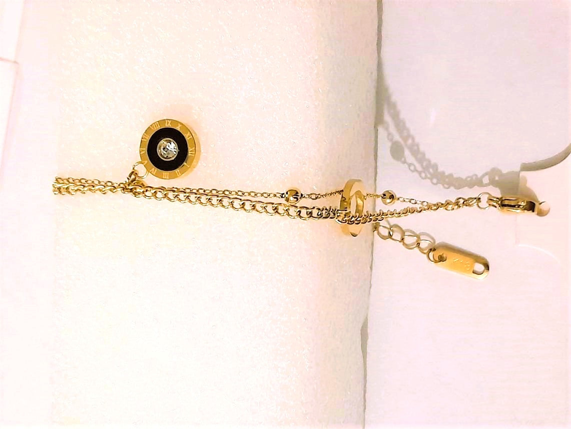 Double Chain Roman Stainless Steel Bracelet - Designer Bracelet for Girls