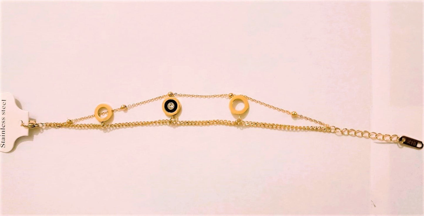 Double Chain Roman Stainless Steel Bracelet - Designer Bracelet for Girls