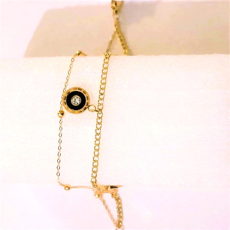 Double Chain Roman Stainless Steel Bracelet - Designer Bracelet for Girls