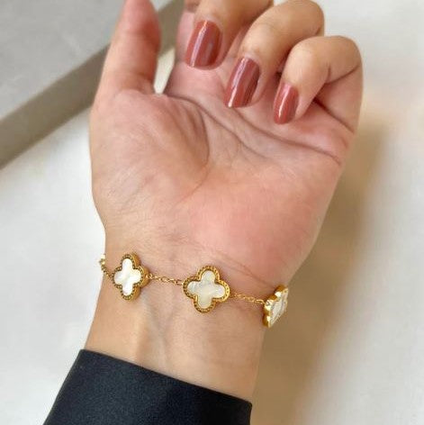 Clover Bracelet Stainless Steel Adjustable for Girls & Women – Elegant Jewelry by Mazia