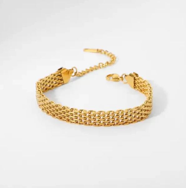 Golden Stainless Steel Chain Bracelet – Elegant & Durable | Mazia Fashion