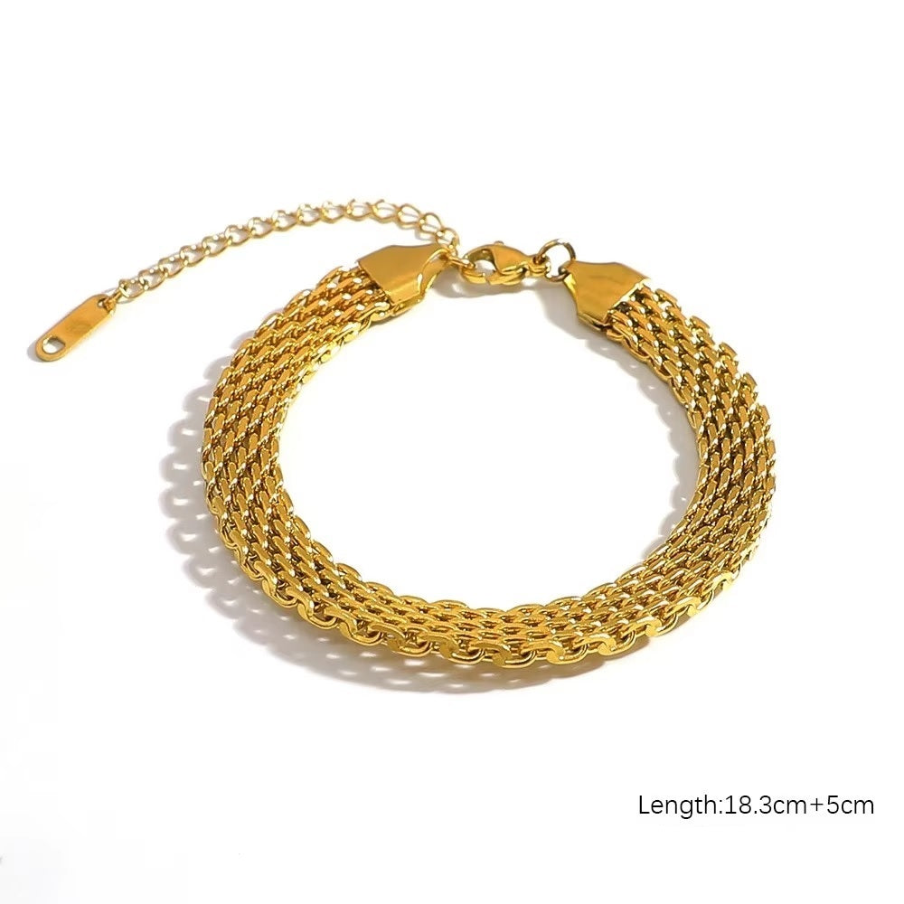 Golden Stainless Steel Chain Bracelet – Elegant & Durable | Mazia Fashion