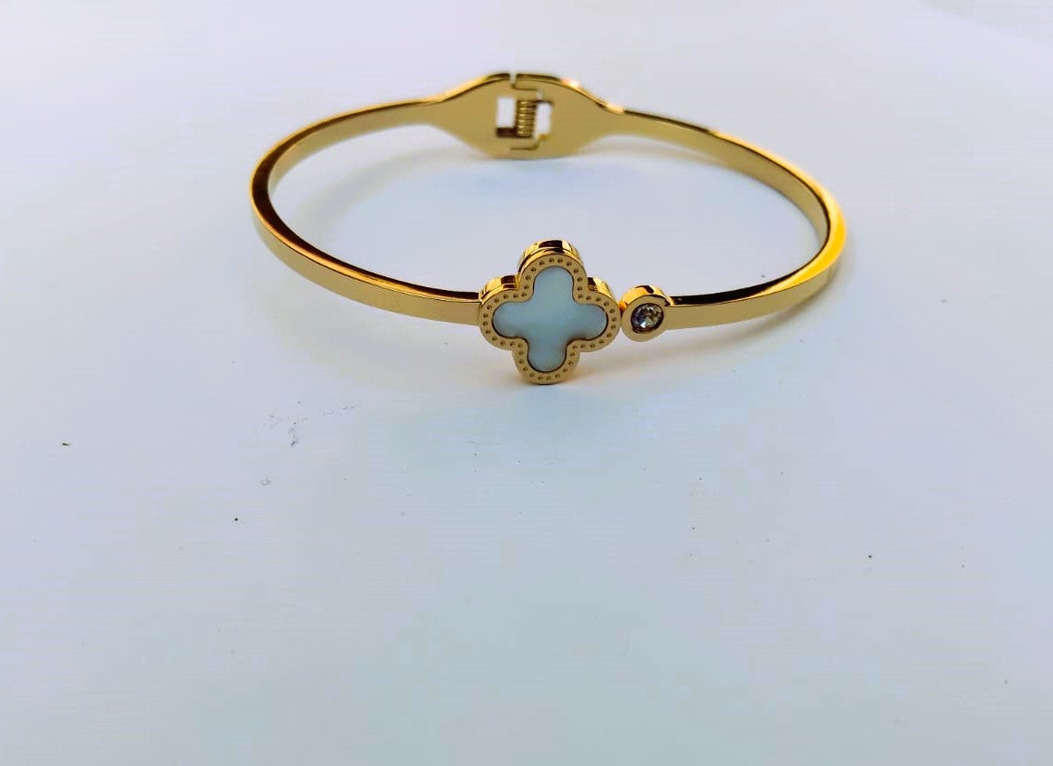 Golden Flower Bangle for Girls | Stainless Steel Bracelet