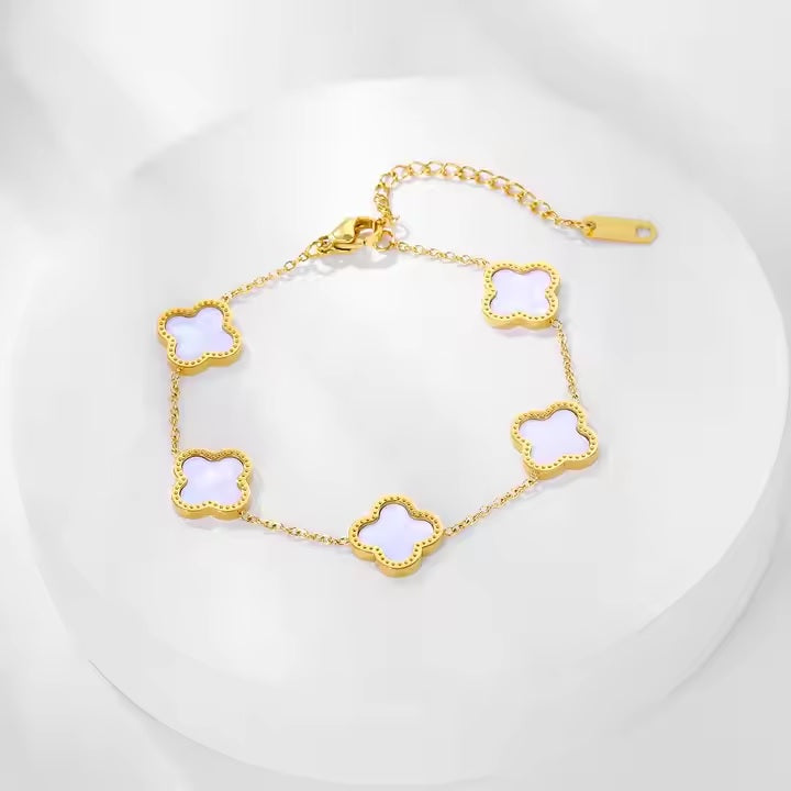 Clover Bracelet Stainless Steel Adjustable for Girls & Women – Elegant Jewelry by Mazia