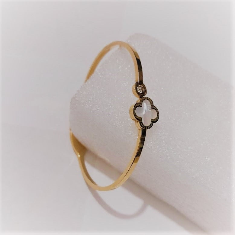 Golden Flower Bangle for Girls | Stainless Steel Bracelet