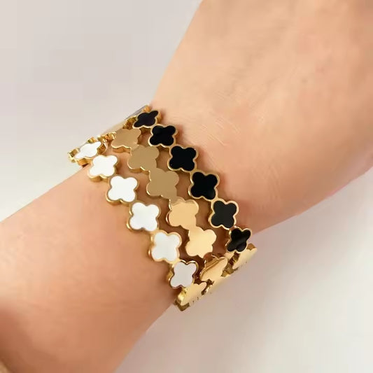Elegant Multi Clover Bangle - Stainless Steel | Mazia Fashion
