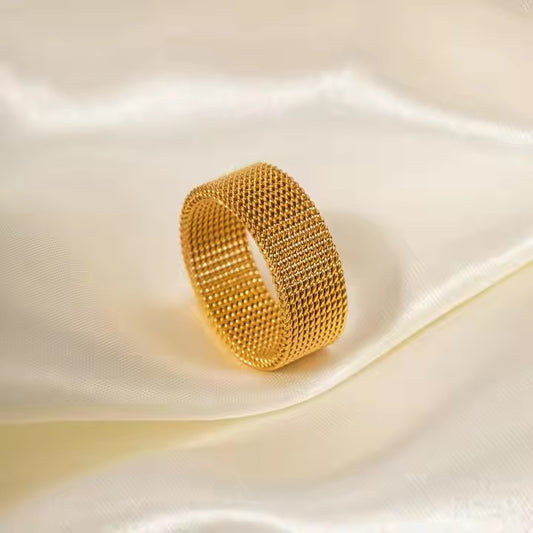 Tarnish-Free Stainless Steel Ring Woven Enamel Zipper Band | Mazia Fashion