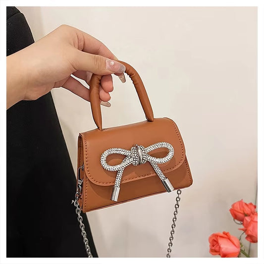 Mini Brown Designer Bag with Long Chain – High Quality Stylish Crossbody | Mazia Fashion
