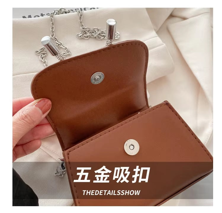 Mini Brown Designer Bag with Long Chain – High Quality Stylish Crossbody | Mazia Fashion