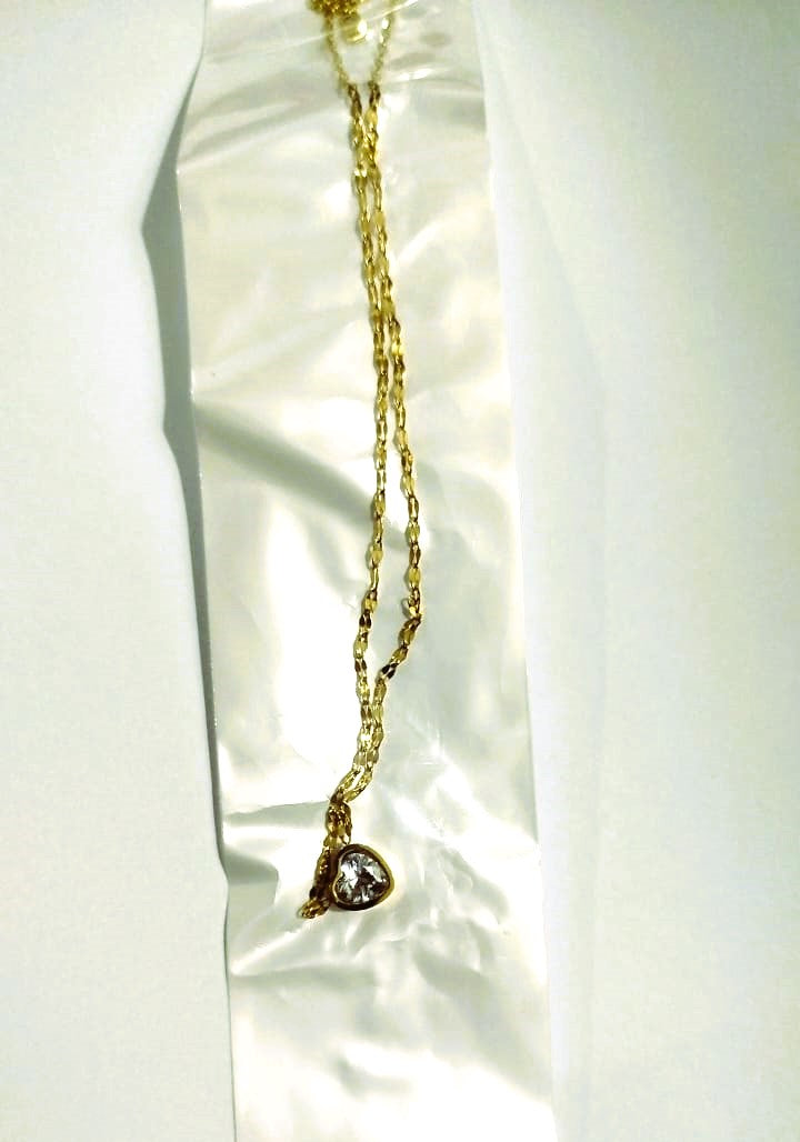 Mazia Fashion Heart Diamond Zircon Pendant Necklace – Stainless Steel Jewelry for Girls