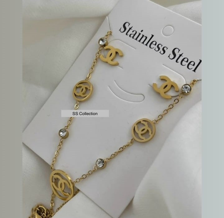 Stainless Steel Necklace & Earring Set – Waterproof, Non-Fade | Mazia Fashion