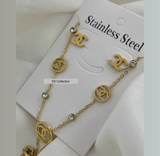 Stainless Steel Necklace & Earring Set – Waterproof, Non-Fade | Mazia Fashion