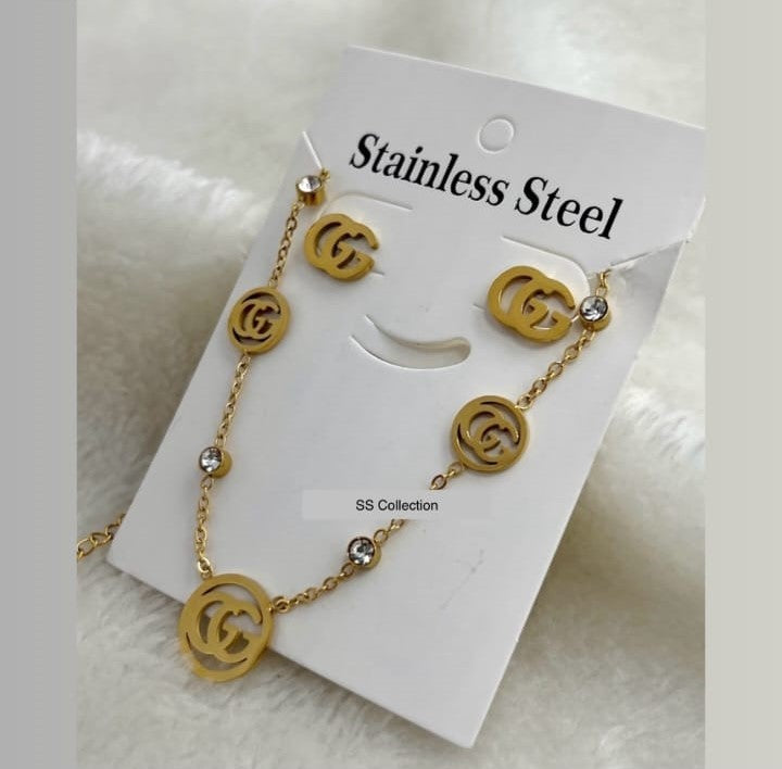 Stainless Steel Necklace & Earring Set – Waterproof, Non-Fade | Mazia Fashion