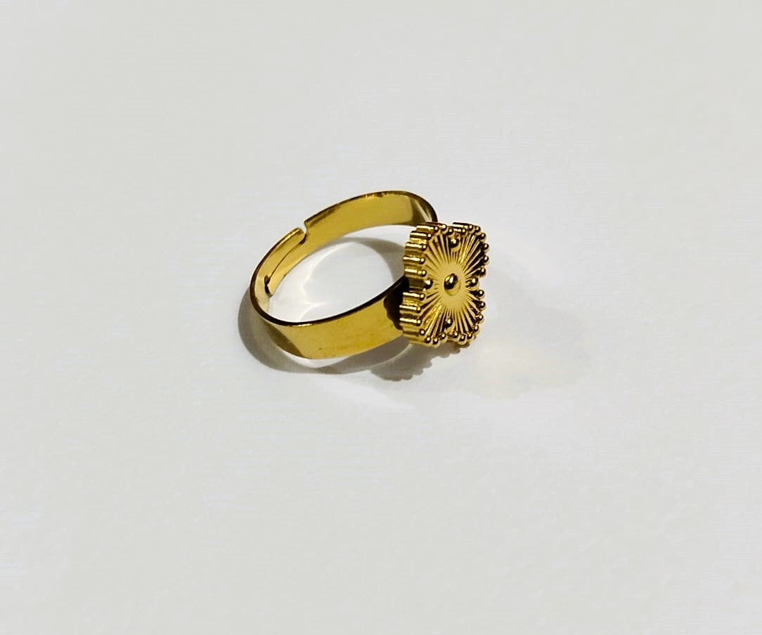 Golden Flower Clover Stainless Steel Ring for Girls – Elegant & Tarnish-Free | Mazia Fashion