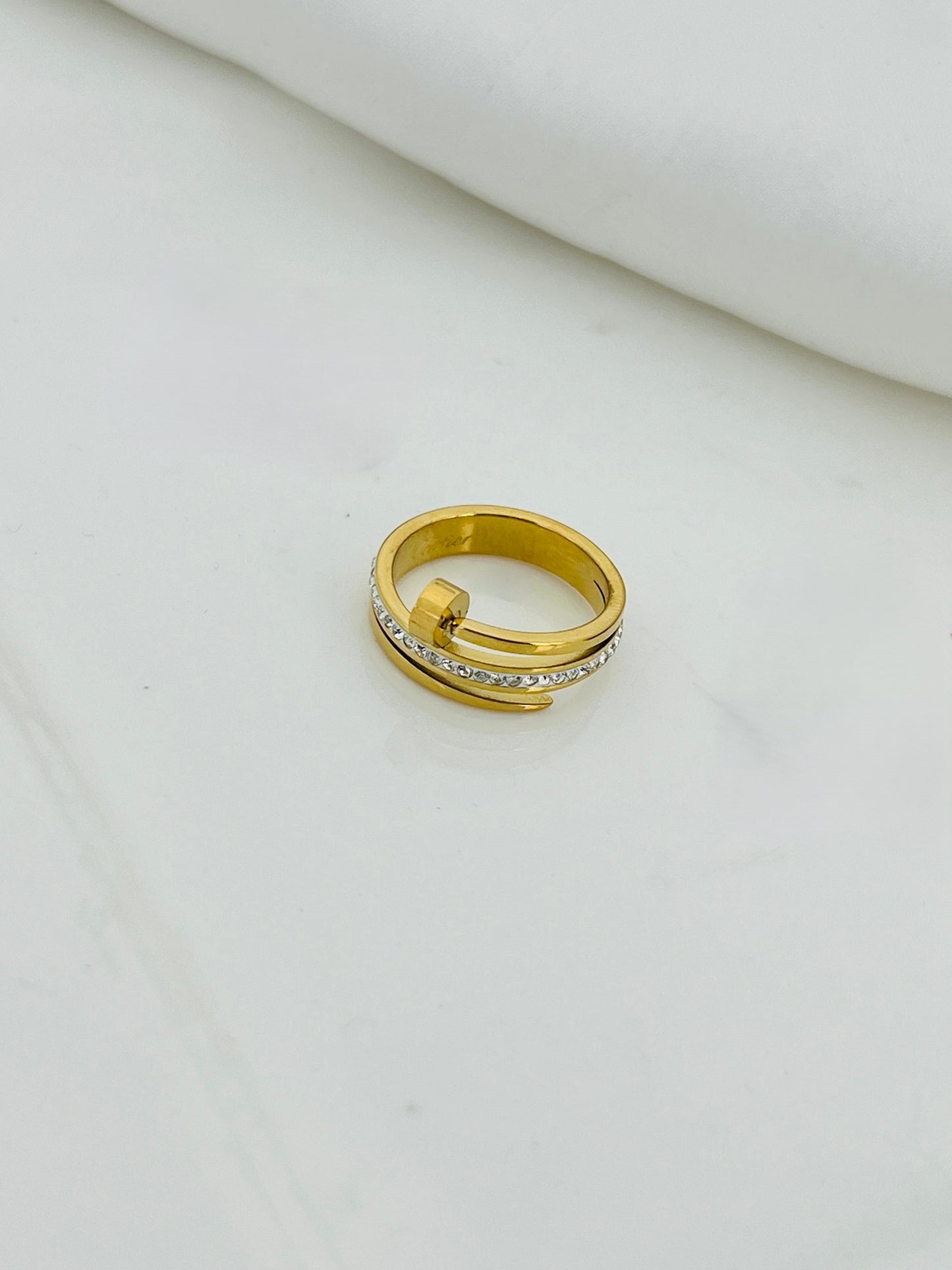 Mazia Fashion Nail Keel Ring - Golden Adjustable Ring for Girls | Stylish Jewelry Accessory