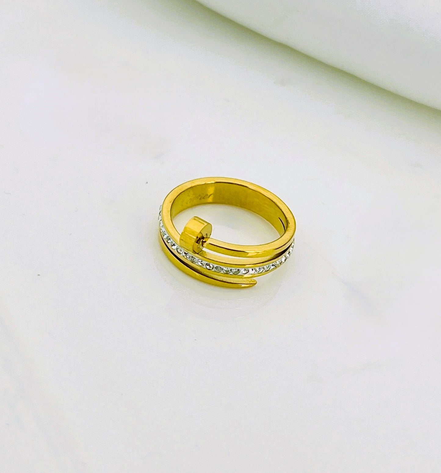 Mazia Fashion Nail Keel Ring - Golden Adjustable Ring for Girls | Stylish Jewelry Accessory