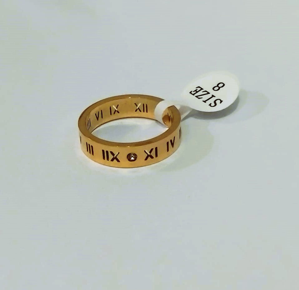 Roman Numeral Stainless Steel Bangle with Matching Ring Set – Mazia Fashion