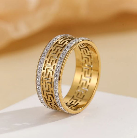 Great Wall Pattern Ring – Stainless Steel Jewelry for Girls | Mazia Fashion