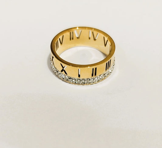 Roman Crystal Diamond Rinshine Ring – Elegant Stainless Steel Ring for Women | Mazia Fashion