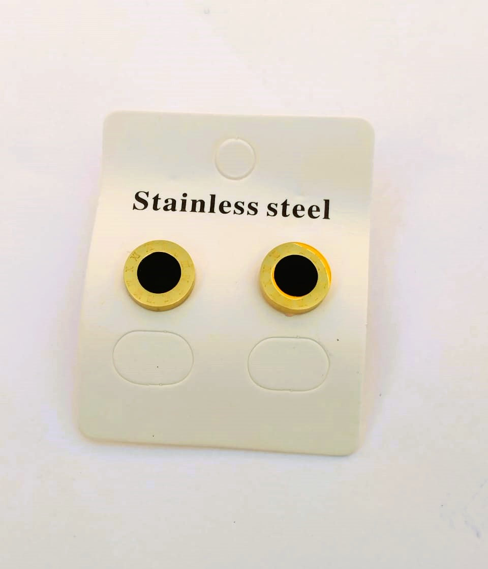 Roman Tops Earrings - Stainless Steel Golden & Black | Mazia Fashion