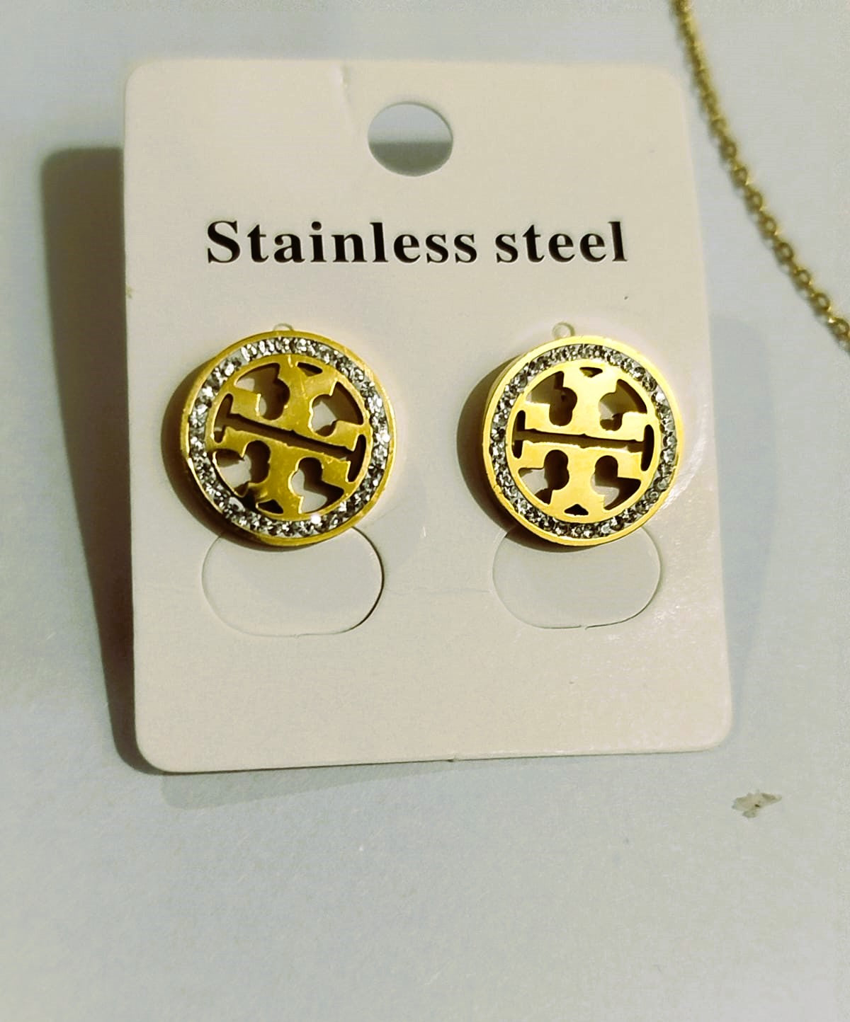 Stainless Steel Necklace & Earring Set with Shining Crystal Stones –  | Mazia Fashion