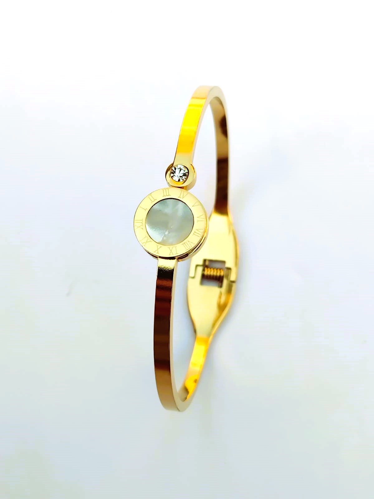 Golden Roman Bangle for Girls - Stainless Steel Bracelet