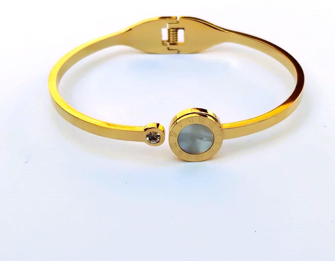 Golden Roman Bangle for Girls - Stainless Steel Bracelet