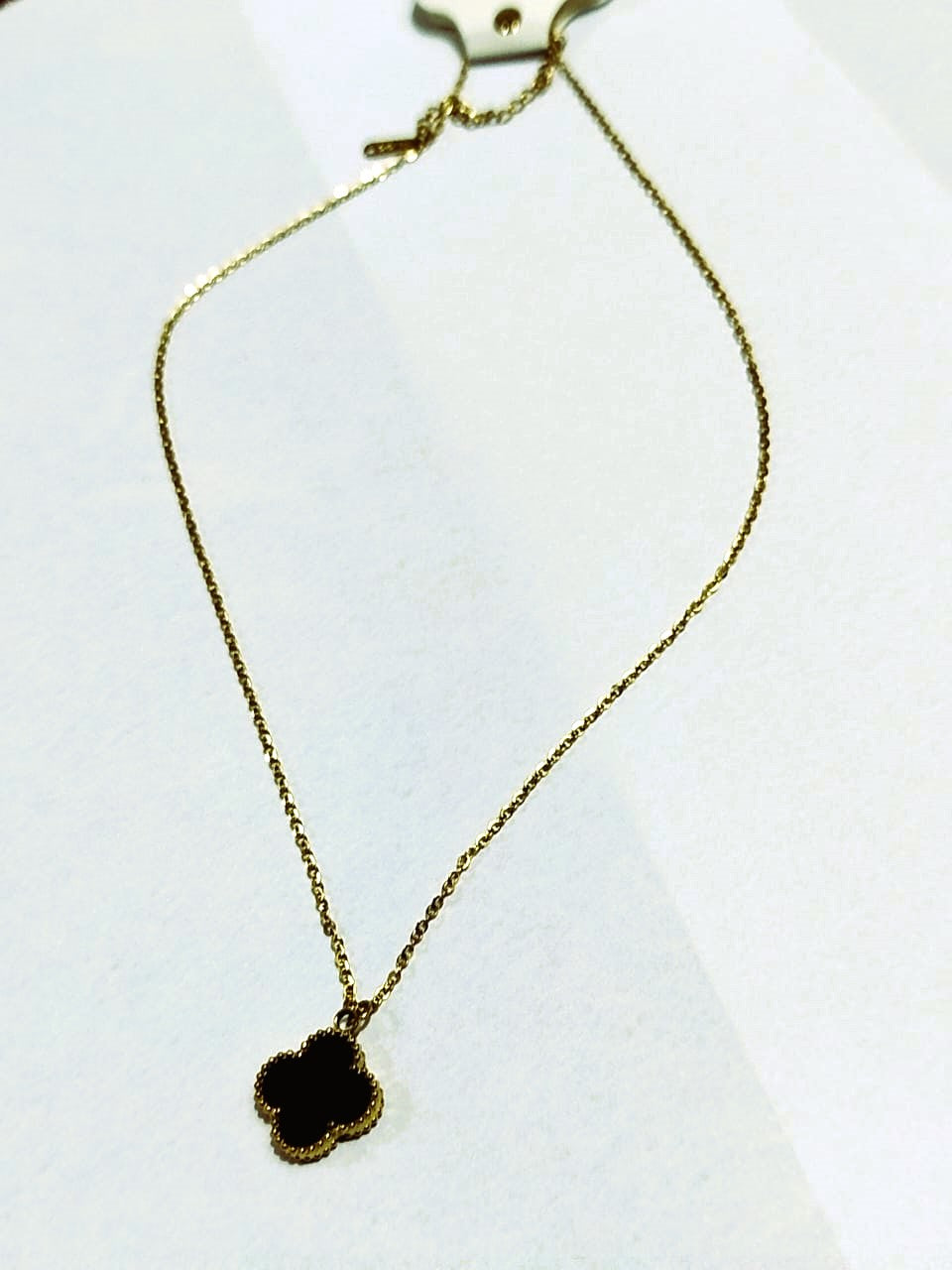 Double-Sided Stainless Steel Chain Necklace – White & Black Pendant for Girls