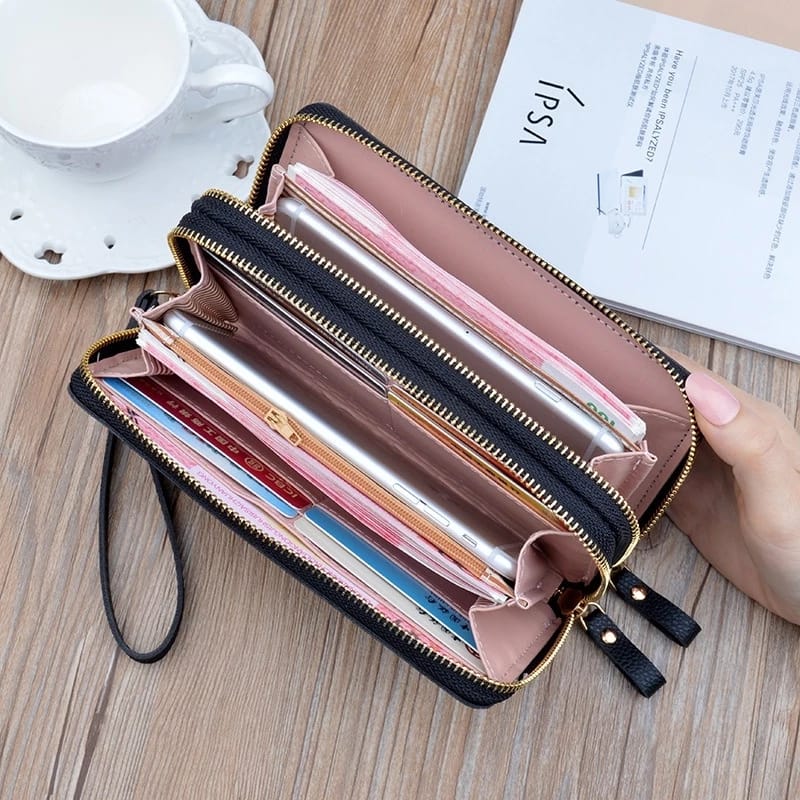 Women’s Double-Layer Clutch Wallet Purse– Korean Purse Stylish Phone Pocket | Mazia Fashion