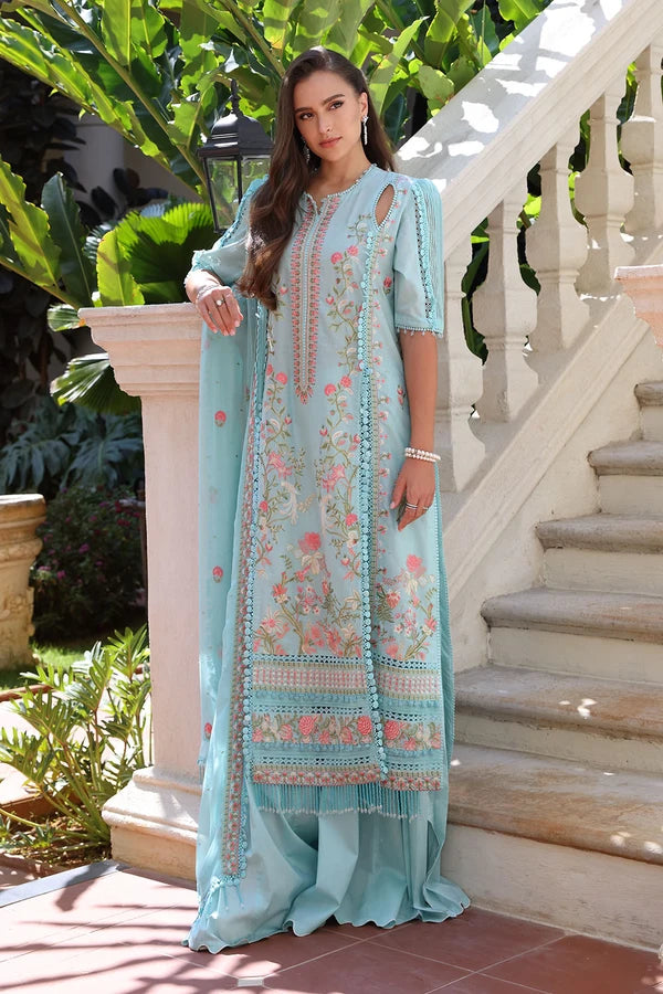 Gul Ahmed 3 Piece Unstitched Embroidered Lawn Suit with Embroidered Chiffon Dupatta PM-52019