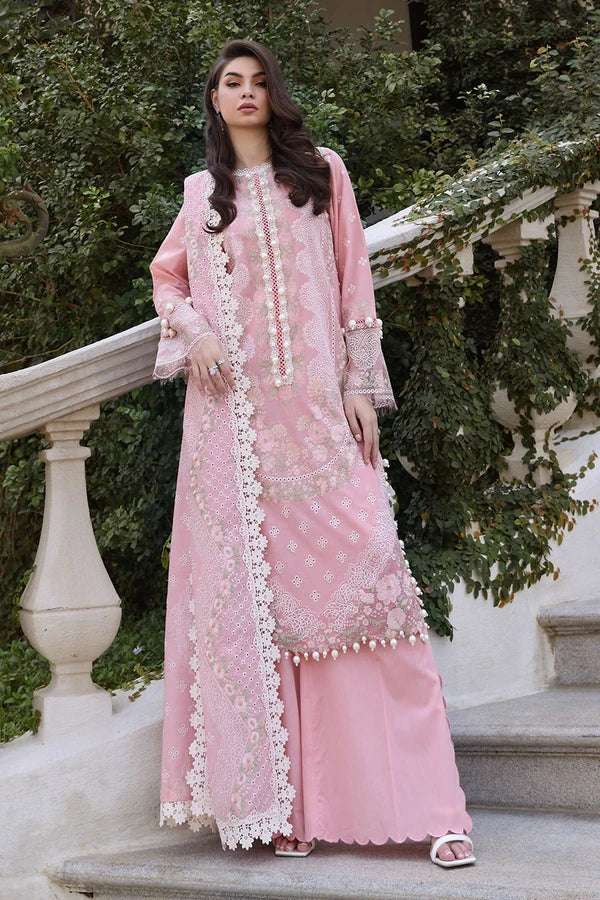 Gul Ahmed 3 Piece Unstitched Embroidered Lawn Suit with Embroidered Paper Cotton Dupatta PM-52011