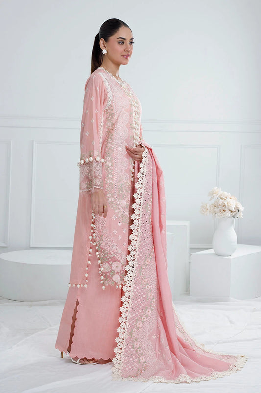 Gul Ahmed 3 Piece Unstitched Embroidered Lawn Suit with Embroidered Paper Cotton Dupatta PM-52011