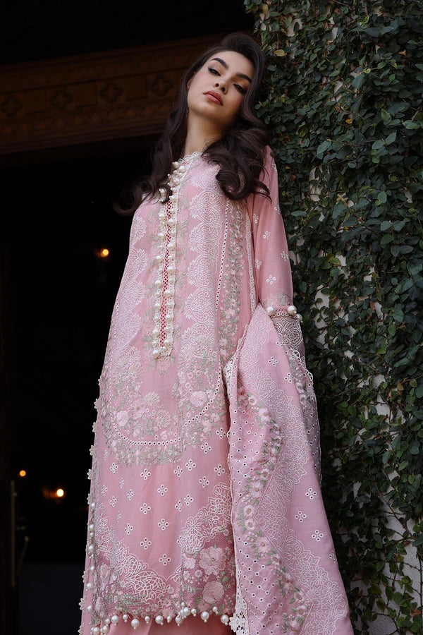 Gul Ahmed 3 Piece Unstitched Embroidered Lawn Suit with Embroidered Paper Cotton Dupatta PM-52011