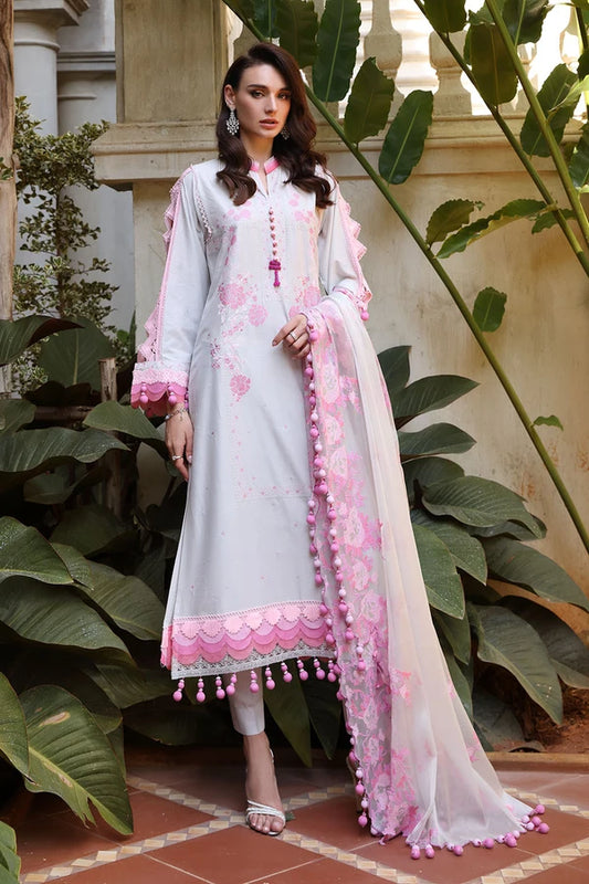 Gul Ahmed 3 Piece Unstitched Embroidered Lawn Suit with Embroidered Mehsuri Dupatta PM-52004
