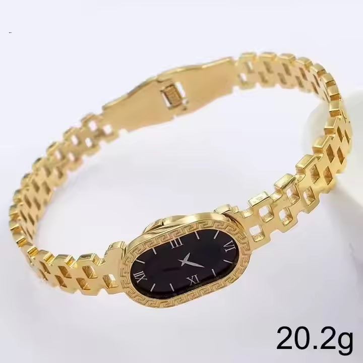 Elegant Gold Watch-Style Bangle Bracelet for Girls – Stainless Steel | Mazia Fashion