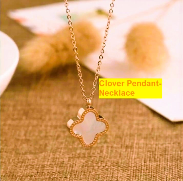 Double-Sided Stainless Steel Chain Necklace – White & Black Pendant for Girls