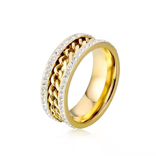 Double Zircon Dimond Zipper Ring – Bold & Elegant Statement Jewelry by Mazia Fashion